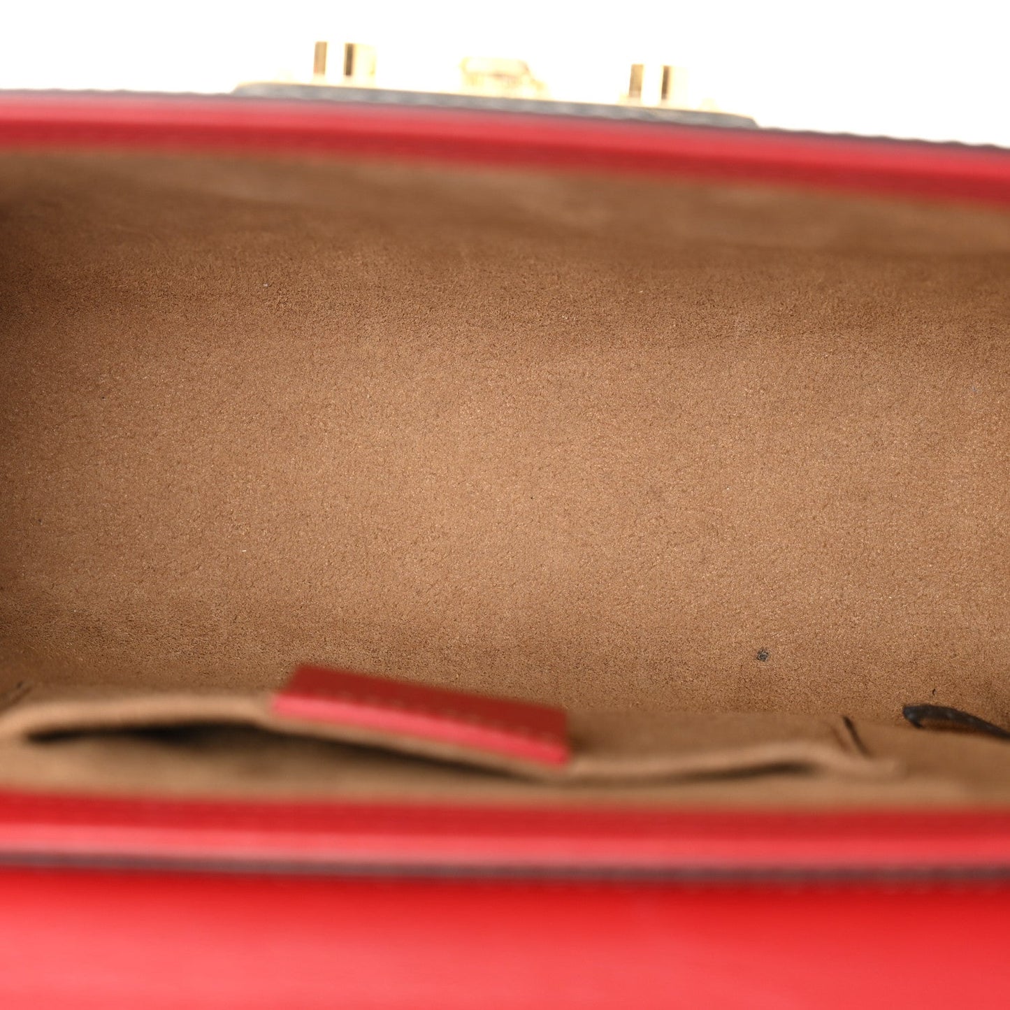 GG Supreme Monogram Calfskin Small Padlock Shoulder Bag Beige Hibiscus Red New Rosette