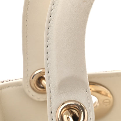 Calfskin Embroidered Medium Toile De Jouy Lady Dior White Red