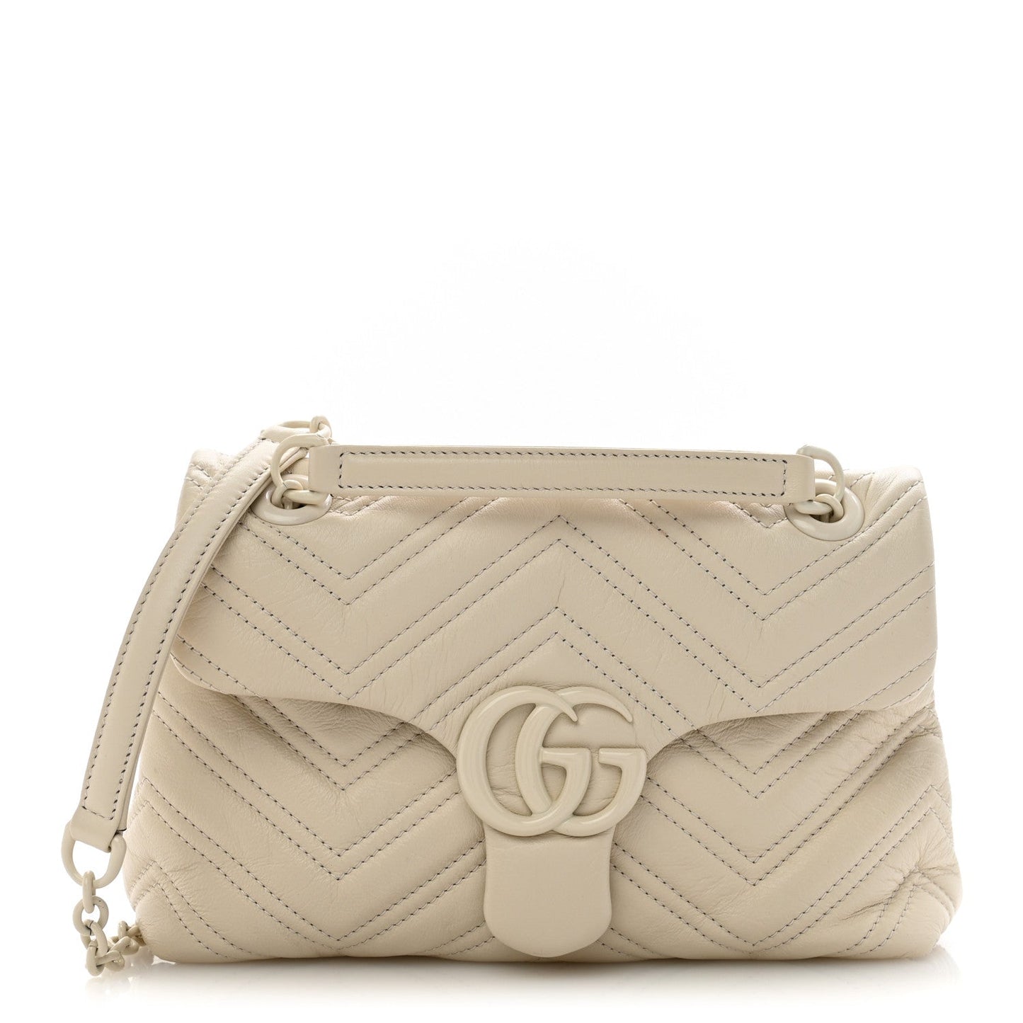 Soft Calfskin Matelasse Monochrome Small GG Marmont Shoulder Bag Ivory