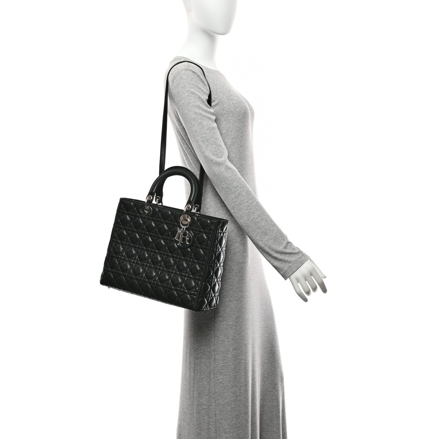 Lambskin Cannage Large Lady Dior Black