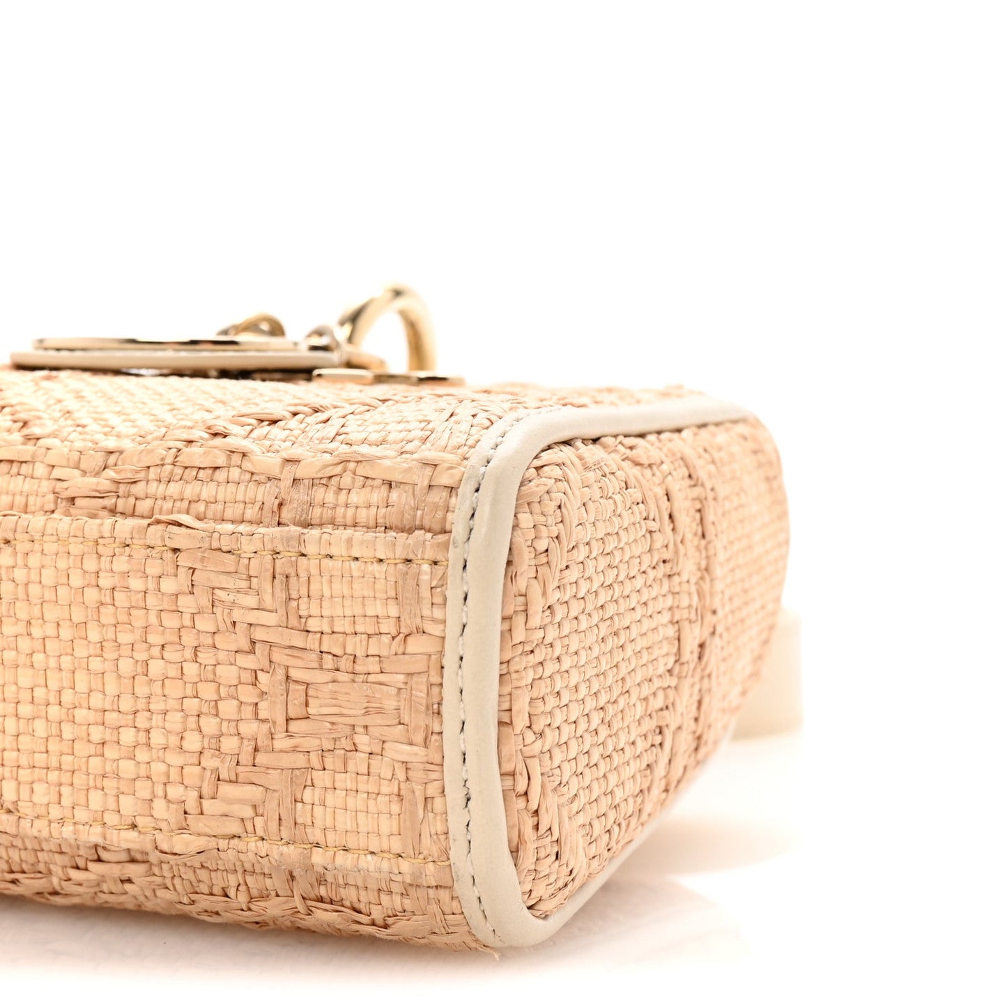 Raffia Macro Cannage Small Lady D-Joy Latte