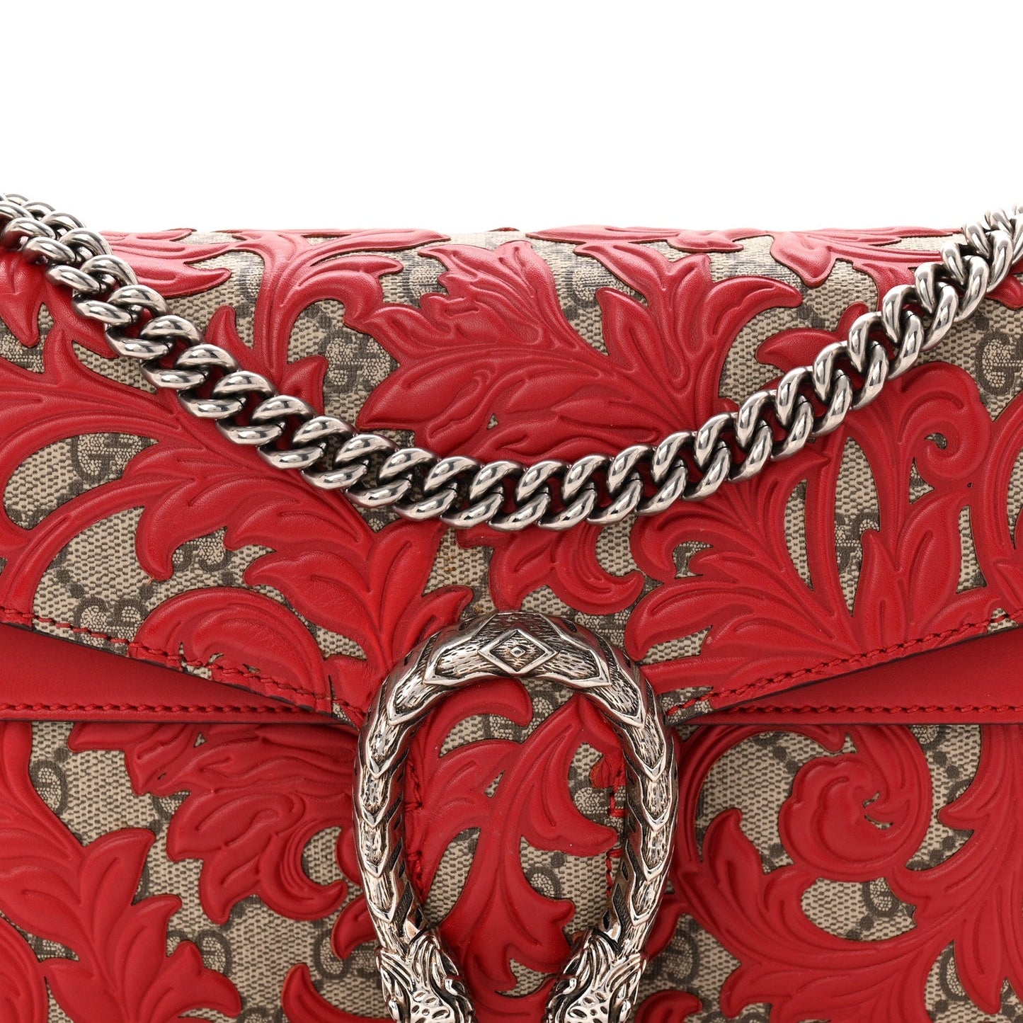 GG Supreme Monogram Arabesque Dionysus Shoulder Bag Hibiscus Red