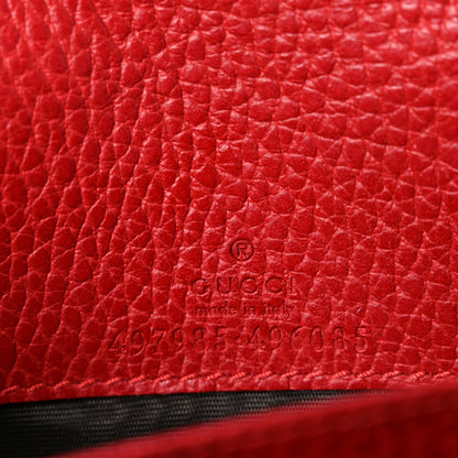 Dollar Calfskin Mini GG Marmont Chain Wallet Hibiscus Red