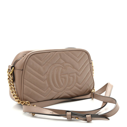 Calfskin Matelasse Small GG Marmont Chain Shoulder Bag Porcelain Rose