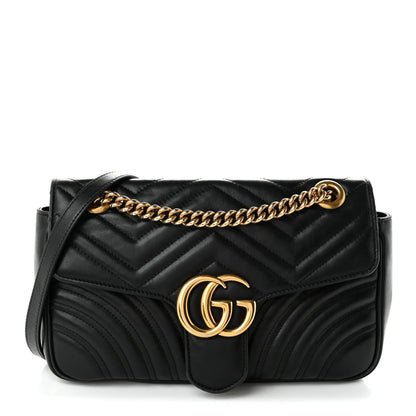 Calfskin Matelasse Small GG Marmont Shoulder Bag Black