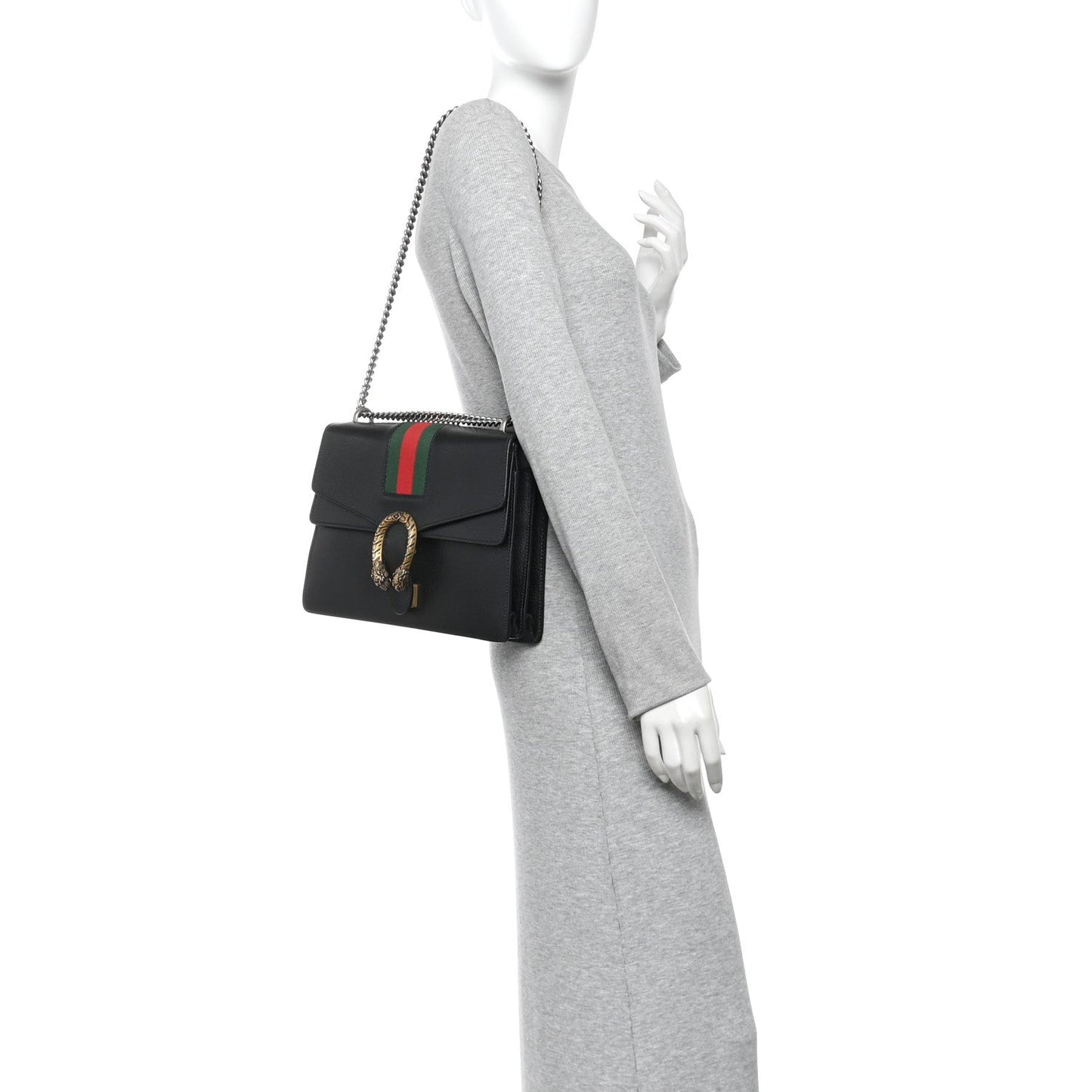 Calfskin Web Medium Dionysus Shoulder Bag Black