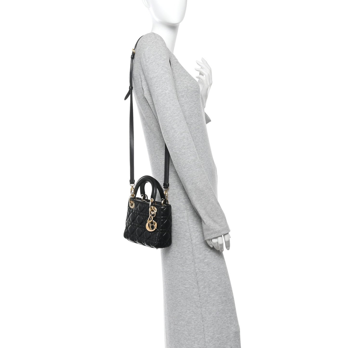 Lambskin Cannage Mini Lady Dior Black