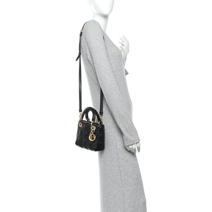 Lambskin Cannage Mini Lady Dior Black