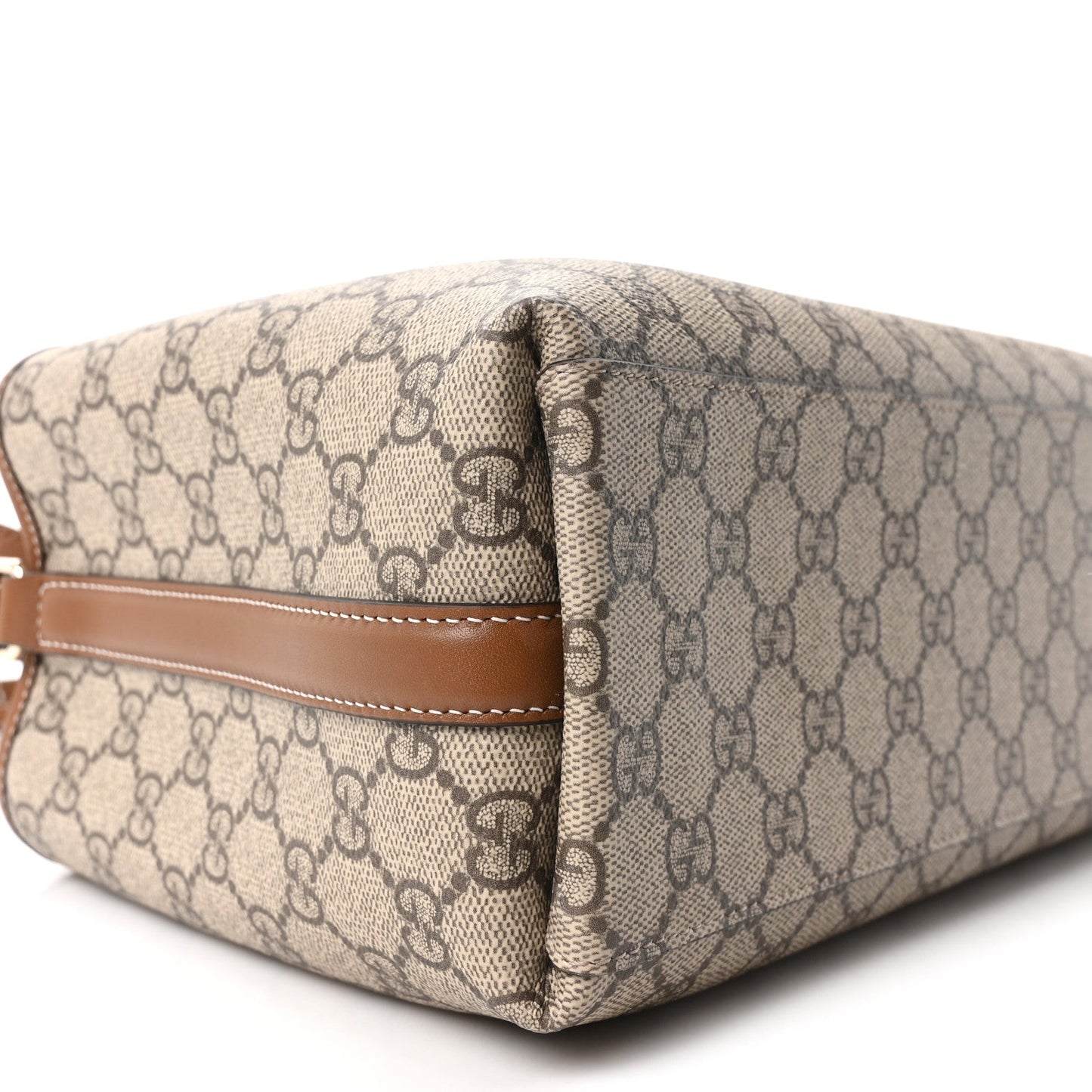 GG Supreme Monogram Emblem Medium Tote Bag Beige Dark Brown