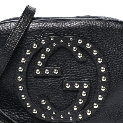 Pebbled Calfskin Studded Small Soho Disco Bag Black