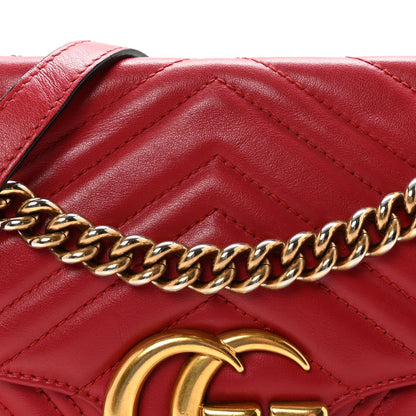 Calfskin Matelasse Small GG Marmont Shoulder Bag Hibiscus Red