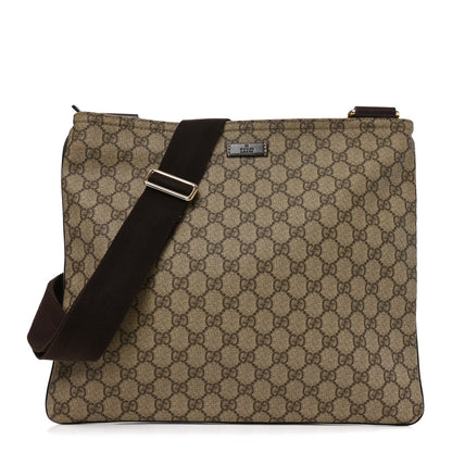 GG Supreme Monogram Medium Flat Messenger Bag Dark Brown
