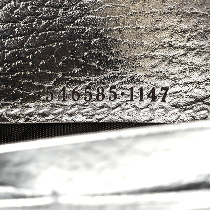 Metallic Calfskin GG Supreme Monogram Petite GG Marmont Wallet Chain Bag Silver Beige Ebony