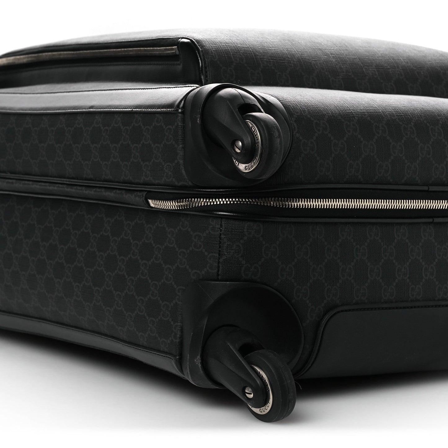 GG Supreme Monogram Large Four Wheel Suitcase Black Grey