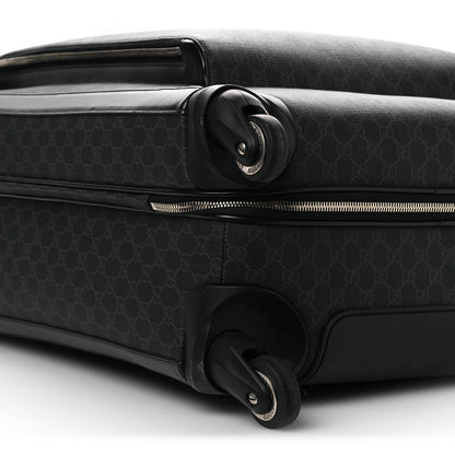 GG Supreme Monogram Large Four Wheel Suitcase Black Grey