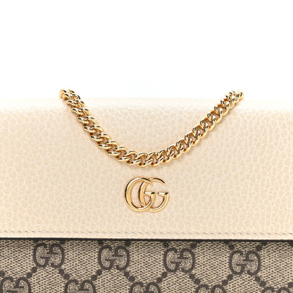 Dollar Calfskin GG Supreme Monogram Petite GG Marmont Wallet Chain Bag Mystic White Beige Ebony Mystic White Beige Ebony