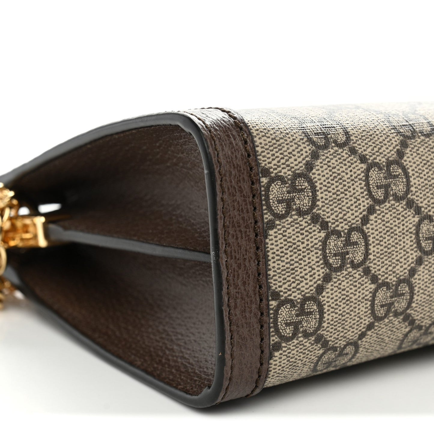 GG Supreme Monogram Web Small Ophidia Chain Shoulder Bag Brown