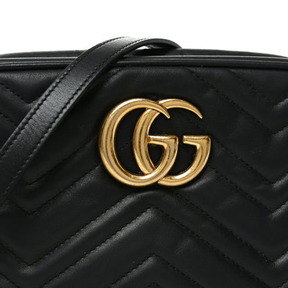Calfskin Matelasse Small GG Marmont Chain Shoulder Bag Black