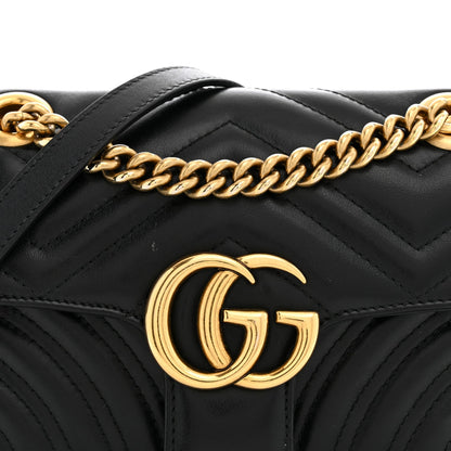 Calfskin Matelasse Mini GG Marmont Shoulder Bag Black