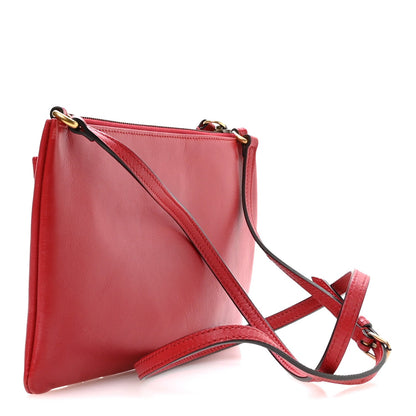 Calfskin Matelasse Small GG Marmont Double Zip Shoulder Bag Hibiscus Red