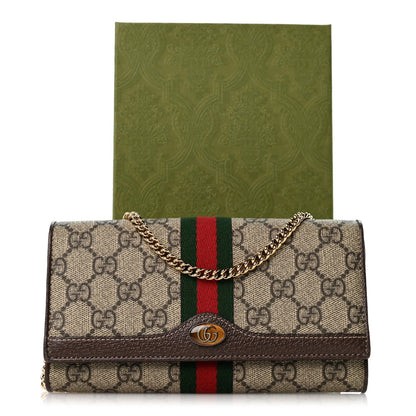 GG Supreme Monogram Web Ophidia Wallet On Chain Brown