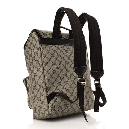 GG Supreme Monogram Medium Single Buckle Rucksack Backpack Beige Ebony Brown