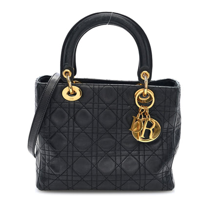 Lambskin Cannage Medium Lady Dior Black