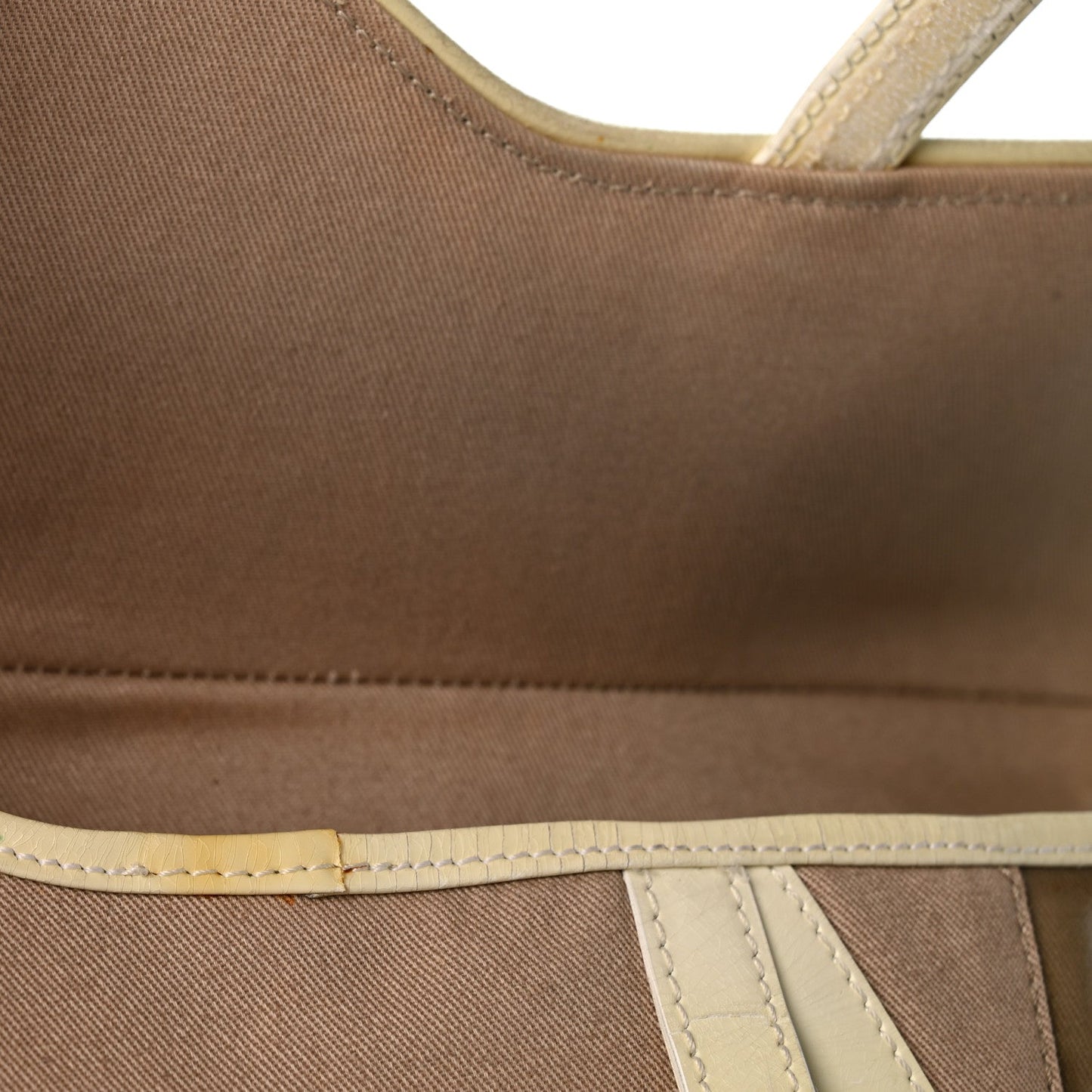 Canvas Patent Calfskin Saddle Bag Beige
