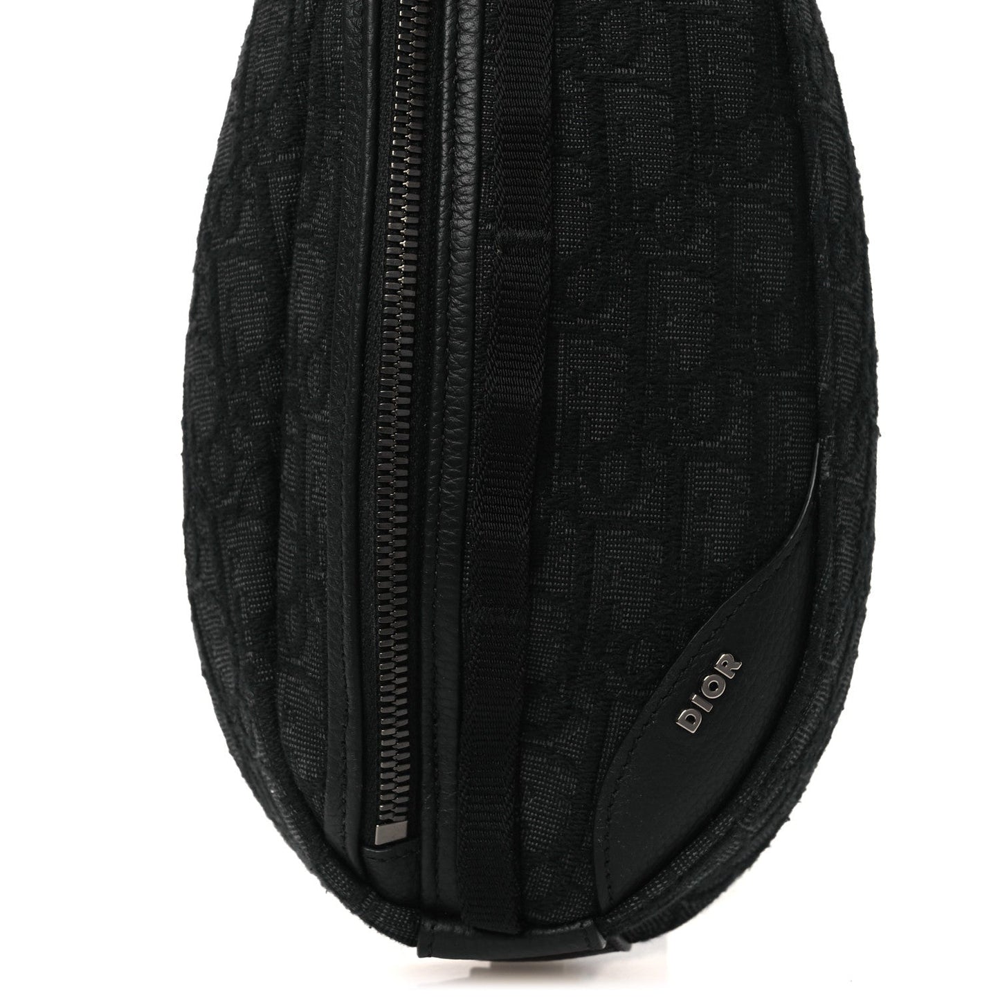 Grained Calfskin Oblique Scarab Sling Bag Black