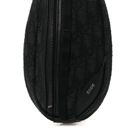 Grained Calfskin Oblique Scarab Sling Bag Black
