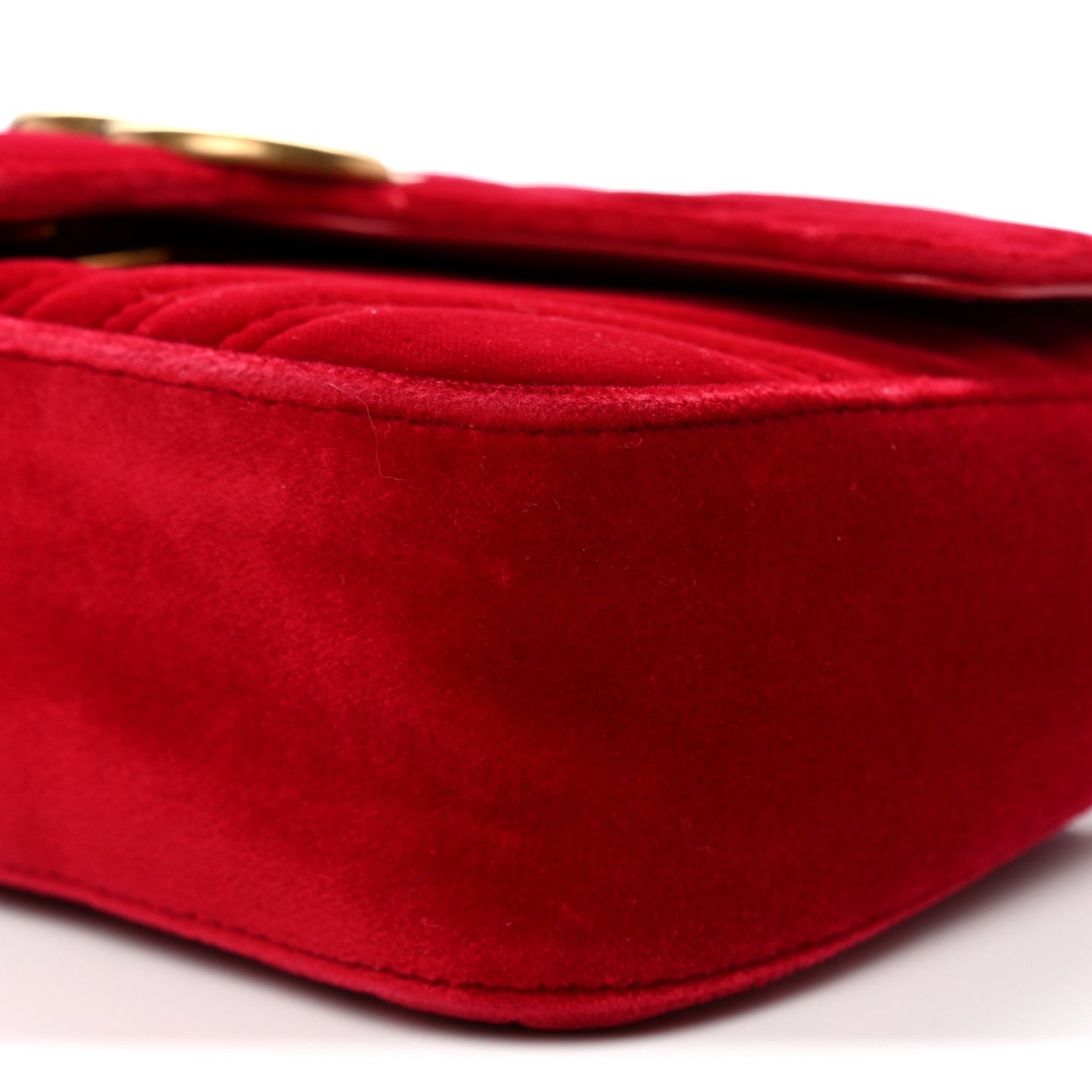 Velvet Matelasse Mini GG Marmont Shoulder Bag Hibiscus Red