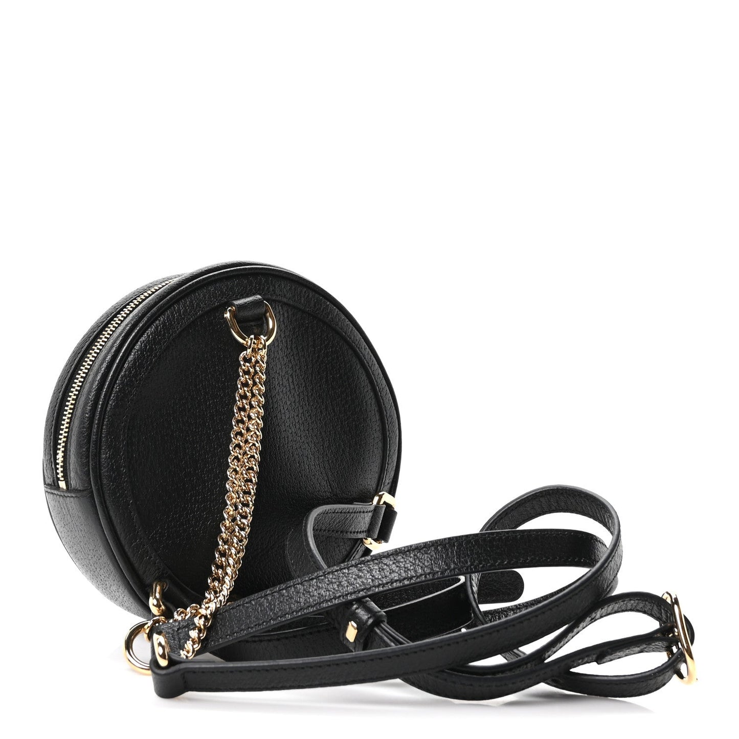 Grained Calfskin Web Mini Ophidia Round Backpack  Black