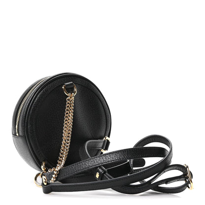 Grained Calfskin Web Mini Ophidia Round Backpack  Black