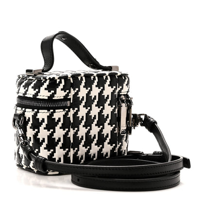 Calfskin Macro Houndstooth Embossed Micro Lady Dior Vanity Case Black White