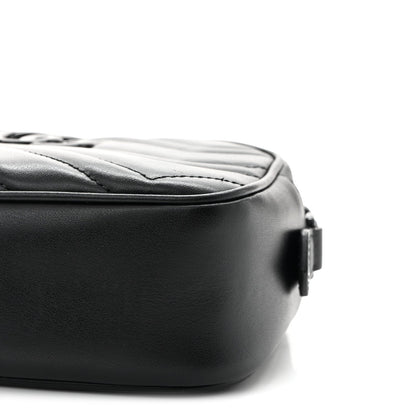 Calfskin Matelasse Monochrome Mini GG Marmont Chain Shoulder Bag Black