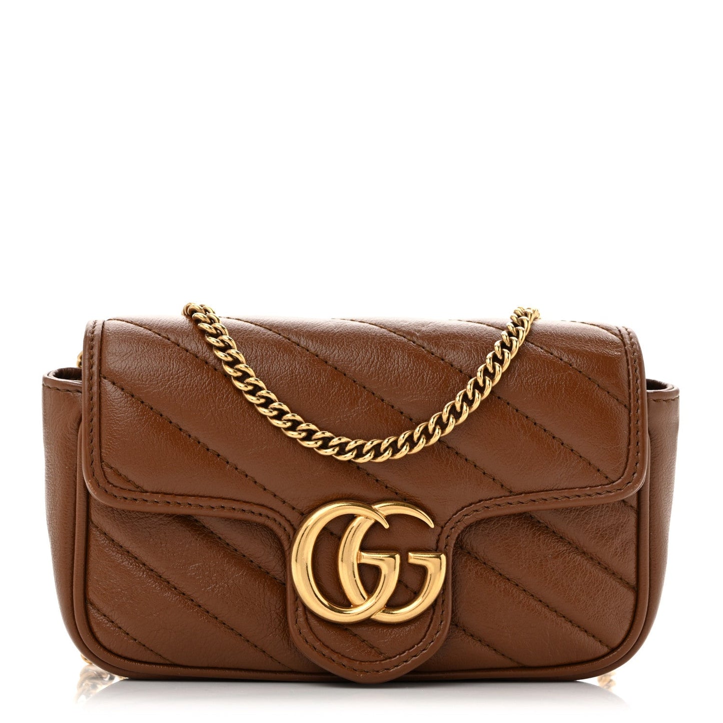 Azalea Calfskin Matelasse Diagonal Super Mini GG Marmont Shoulder Bag Cuir