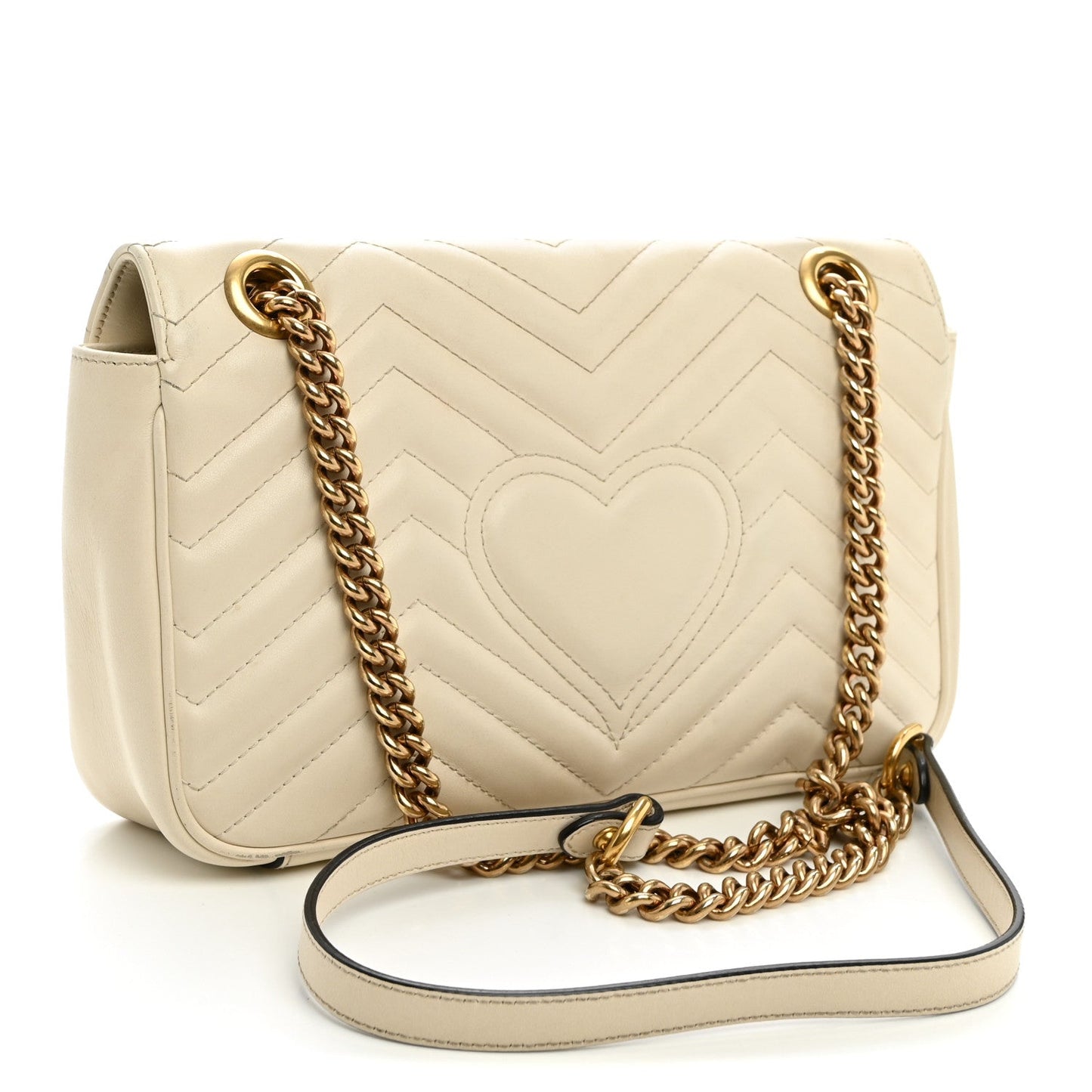 Calfskin Matelasse Small GG Marmont Shoulder Bag White
