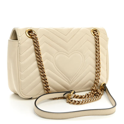 Calfskin Matelasse Small GG Marmont Shoulder Bag White