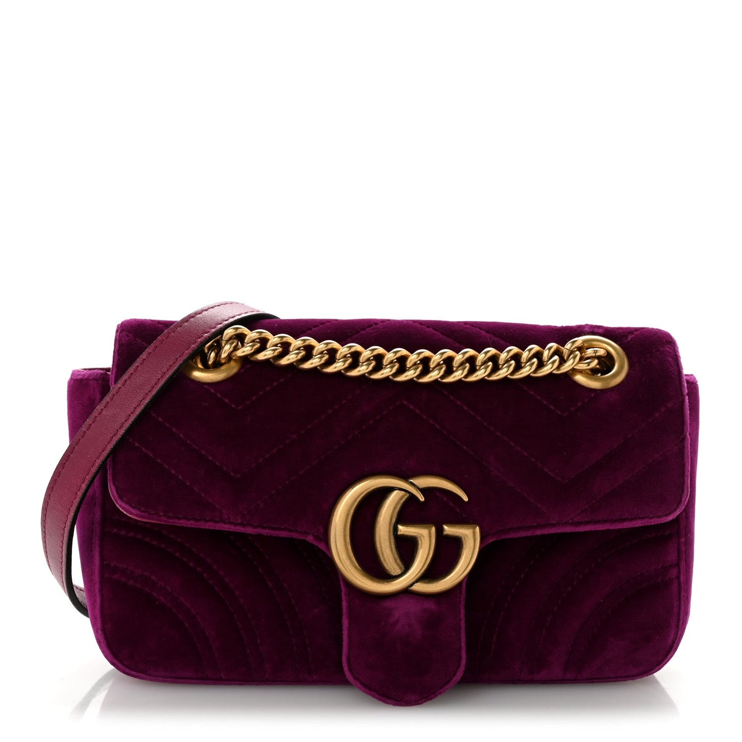 Velvet Matelasse Mini GG Marmont Shoulder Bag Fuchsia Violet Cyclamen
