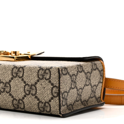 GG Supreme Monogram New Sakai Calfskin Mini Padlock Top Handle Shoulder Bag Beige Ebony Mystic White Sun Oil