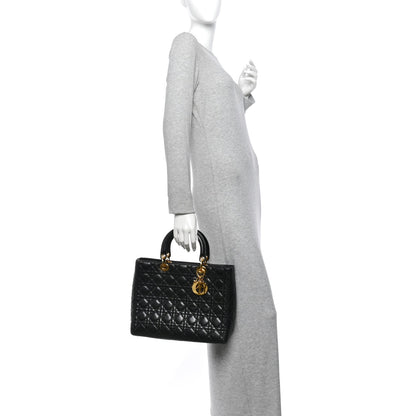 Lambskin Cannage Large Lady Dior Black Black