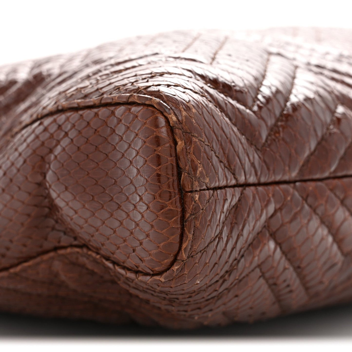 Snakeskin Matelasse Large GG Marmont Slim Tote Brown