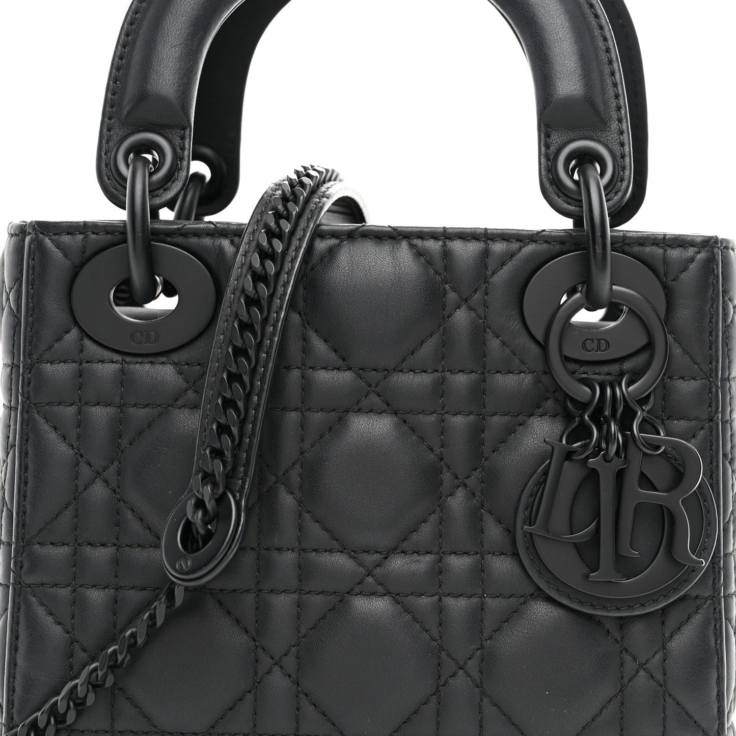 Ultra Matte Calfskin Cannage Mini Lady Dior Black