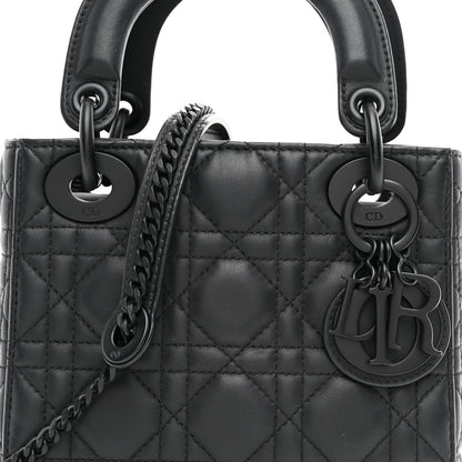 Ultra Matte Calfskin Cannage Mini Lady Dior Black
