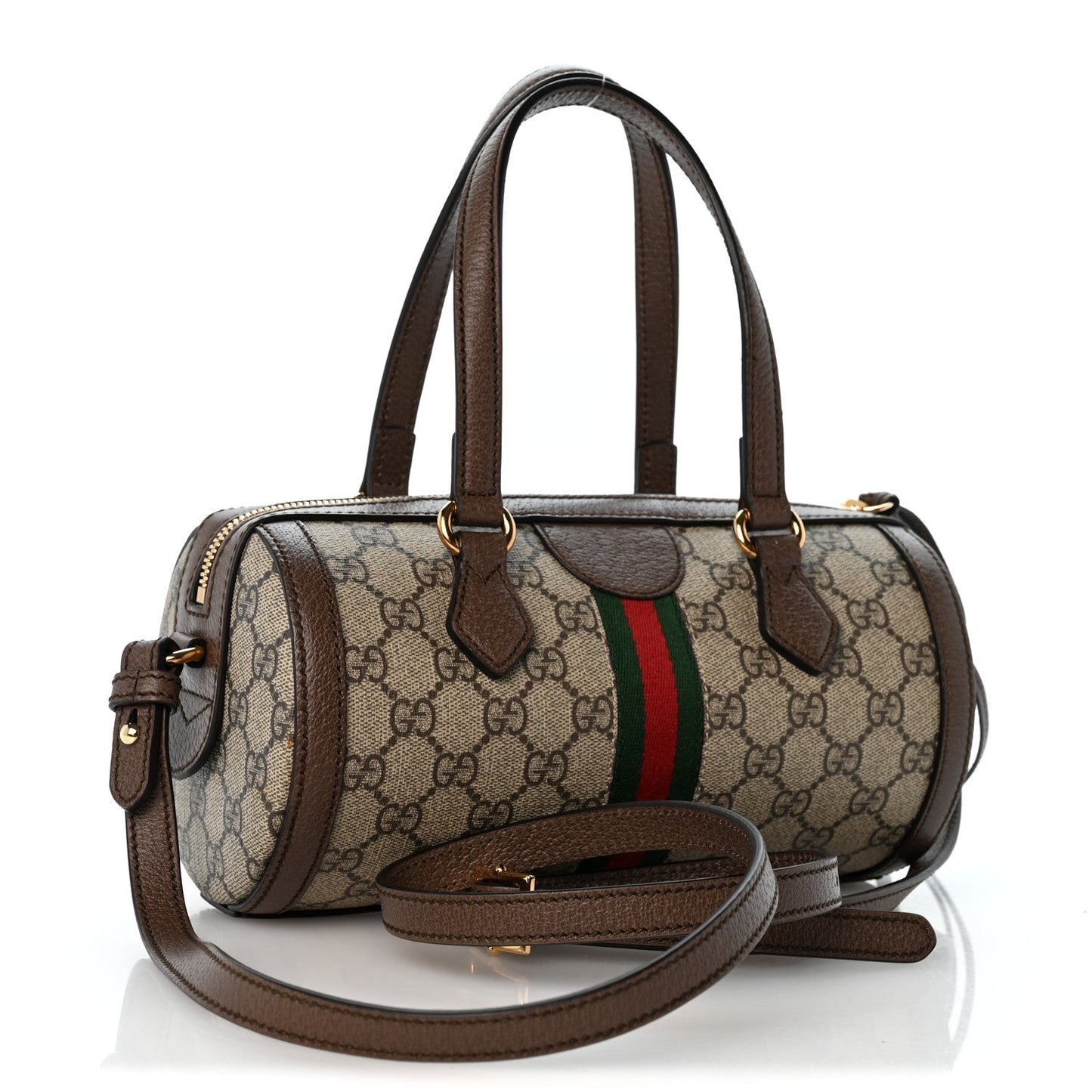 GG Supreme Monogram Web Small Ophidia Boston Bag  Beige New Acero