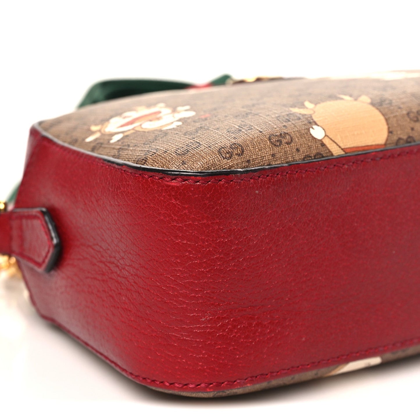 X DORAEMON Mini Vintage GG Supreme Monogram Shoulder Bag Beige Cherry Red