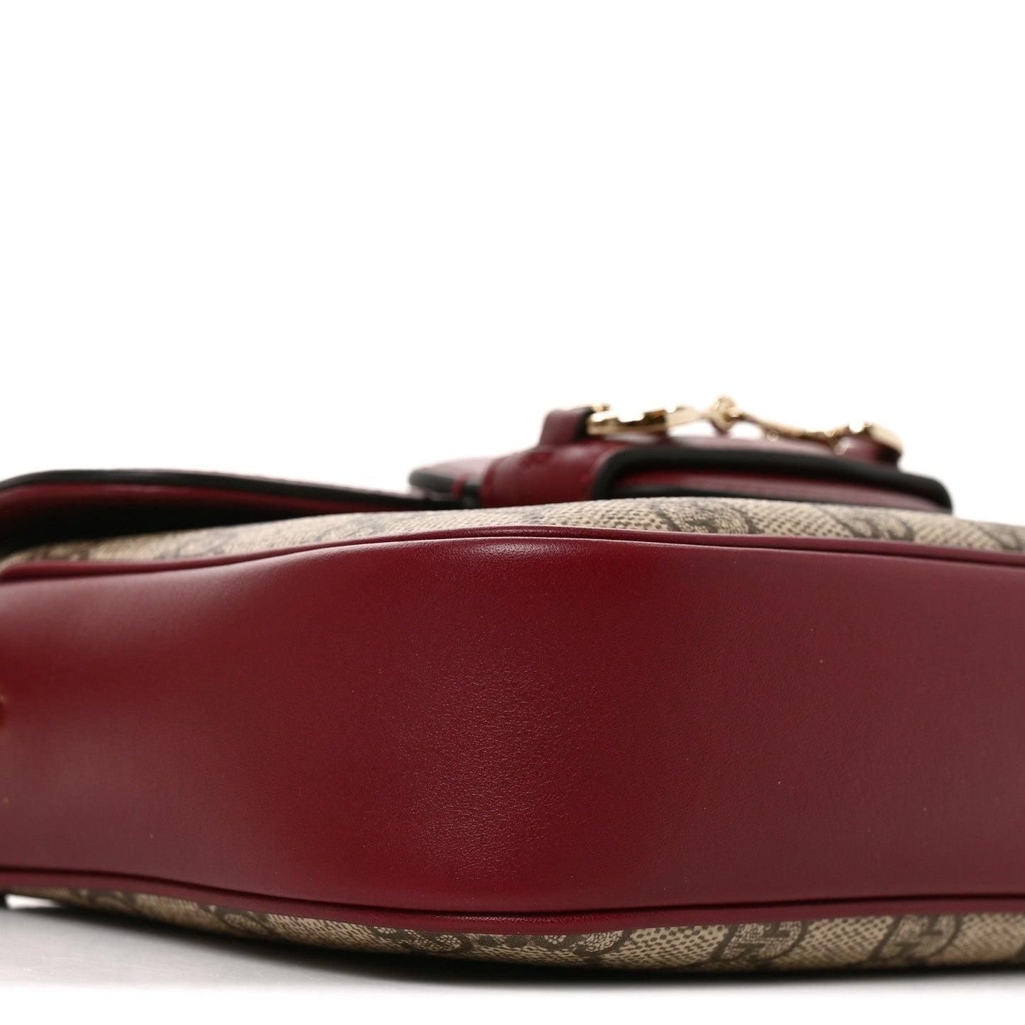 GG Supreme Monogram Horsebit 1955 Soft Small Shoulder Bag Beige Ebony Rosso Ancora