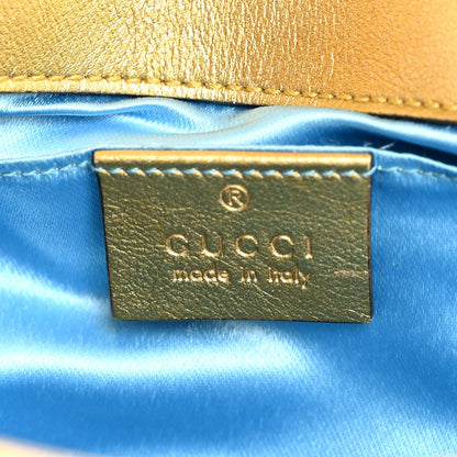 Metallic Calfskin Matelasse Mini GG Marmont Shoulder Bag Gold Pink
