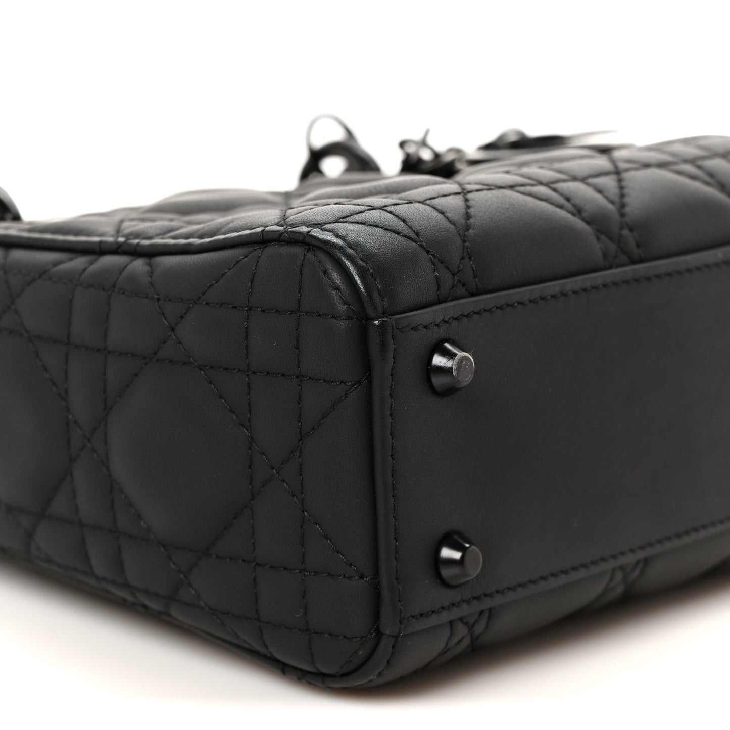 Ultra Matte Calfskin Cannage Mini Lady Dior Black