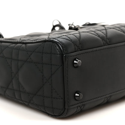 Ultra Matte Calfskin Cannage Mini Lady Dior Black